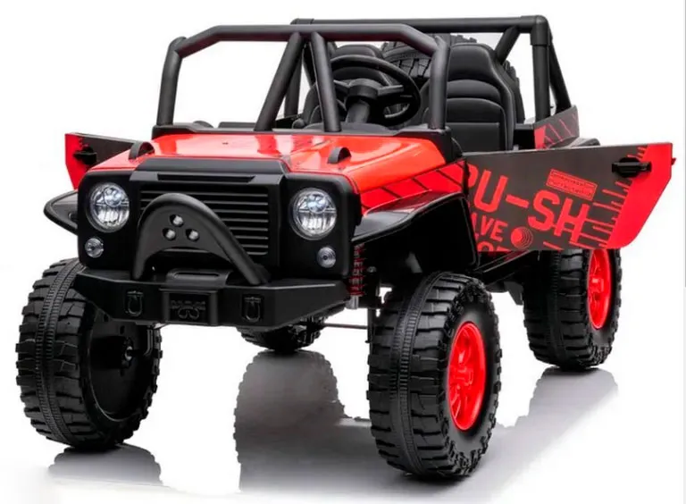 Детский электромобиль джип M 4878EBLR-3(24V) 4WD Jeep на EVA колесах с кожаным сидением / красный