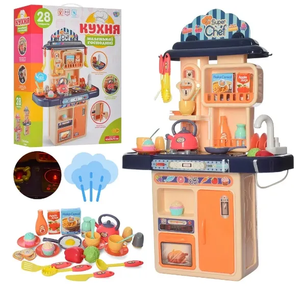 Детский игровой набор интерактивная кухня большая LIMO TOY 16854A плита, духовка, мойка, посуда, звук, свет, пар