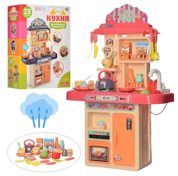 Детский игровой набор интерактивная кухня большая LIMO TOY 16854B плита, духовка, мойка, посуда, звук, свет, пар