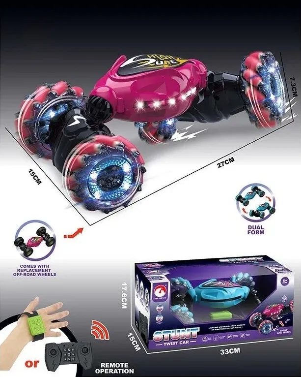 Детская игрушка на радиоуправлении Трюковая машинка пульт + браслет HG 4-28 звуковые и световые эффекты