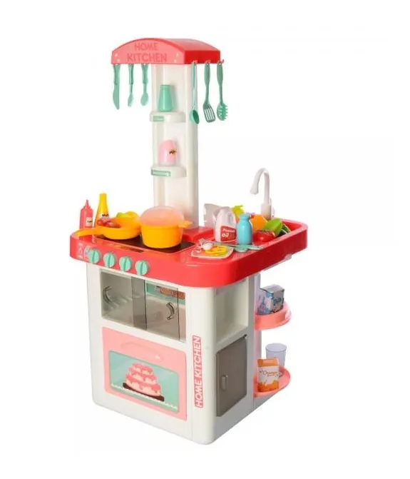 Детский игровой набор интерактивная кухня большая  889-59-60 вода в кране звук свет розовая