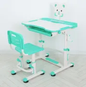 Дитяча пластикова регульована парта зі стільцем M 4818-5 з підставкою для книг / зелена