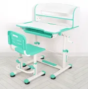 Дитяча пластикова Регульована парта зі стільцем M 4819-5 з надбудовою / зелена