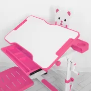 Дитяча пластикова регульована парта зі стільцем M 4818-8 з підставкою для книг / рожева