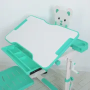 Дитяча пластикова регульована парта зі стільцем M 4818-5 з підставкою для книг / зелена