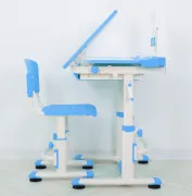 Дитяча пластикова регульована парта зі стільцем M 4818-4 з підставкою для книг/синя