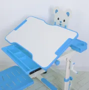 Дитяча пластикова регульована парта зі стільцем M 4818-4 з підставкою для книг/синя