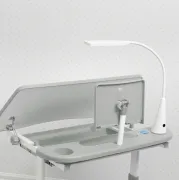 Детская регулируемая парта со стульчиком M 4428-11/ лампа USB /  / цвет серый